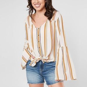 NWT Billabong Dream Away Button Stripe Top Small